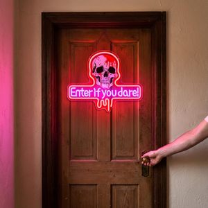 Halloween Enter If You Dare letreros neon LED dimmable USB powered ambient <b>light</b> store <b>window</b> decoration <b>light</b> indicator <b>light</b> - Product Image 6