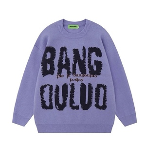 Sudadera de cuello redondo de Jacquard con grafiti grande ODM y OEM con logotipo personalizado, Jersey de punto con número, suéter para hombre y mujer - Product Image 1