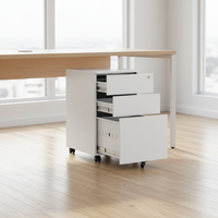 Bureau mobile moderne à 3 tiroirs en acier avec design modulaire 3D en fer durable pour la maison ou le bureau