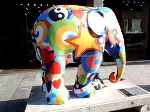 <strong>Outdoor</strong> Creative Custom Painted Elephant Fiberglass Sculpture Resin Animal <strong>Decoration</strong> Park Playgrounds Shopping Malls Art <strong>Theme</strong>