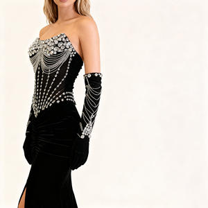 Elegante Zeemeermin Avondjurk Voor Vrouwen Fluwelen Lange Jurk Met Kwast Decoratie Voor Homecoming Graduation <span class=keywords><strong>Prom</strong></span> Party - Product Image 4