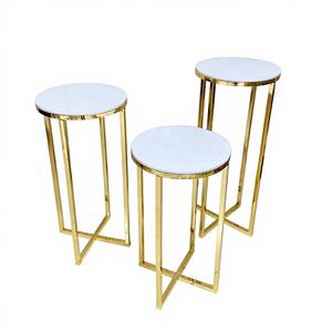 White Metal Cylinder Pedestal Display Plinth Set for Wedding Birthday <b>Party</b> Dessert <b>Table</b> - Product Image 3