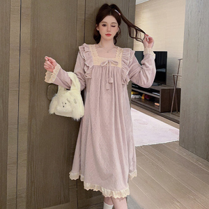 Island Velvet Pijamas Mujer Otoño e Invierno Princess Wind Camisón largo con grasa Plus Size 120,00 kg Pijamas - Product Image 2