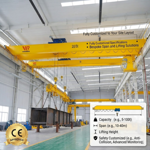 Gru a Ponte EOT per Costruzioni di Tipo Europeo per Carichi Pesanti da 5, 10, 20, 50 Tonnellate con Paranco Elettrico a Fune Metallica - Product Image 2