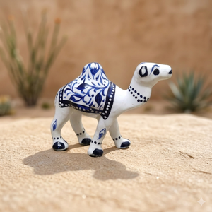 Figura de Ratón de Cerámica Azul Metálica Hecha a Mano con Patrón Floral, Decoración Tradicional India para el Hogar y la Mesa, Origen Rajasthan - Product Image 2