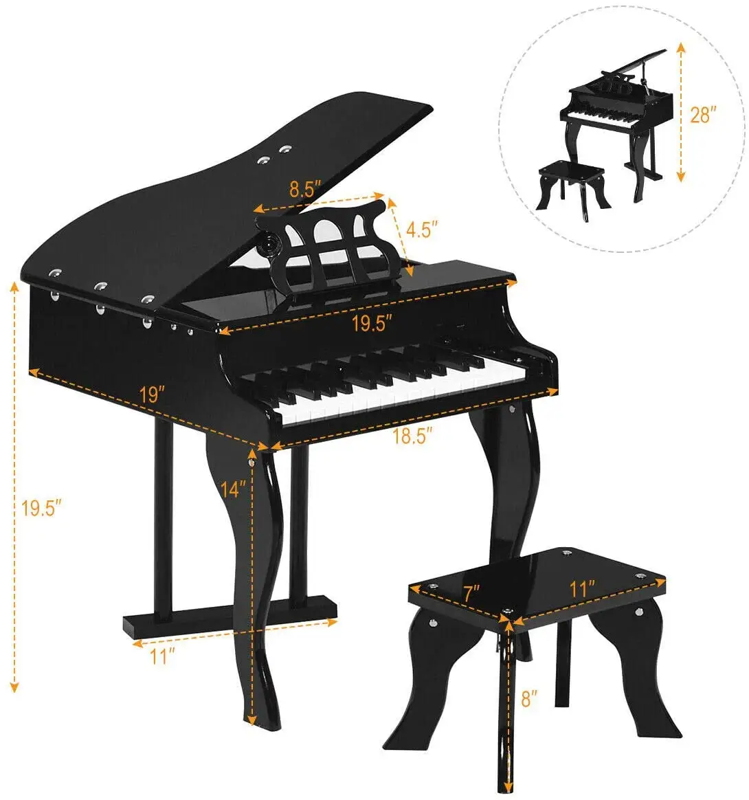 थोक उच्च गुणवत्ता 30 चाबियाँ मिनी पियानो OEM बच्चों के लिए शैक्षिक छोटे लकड़ी पियानो