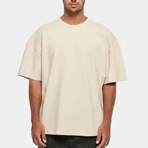 Streetwear col rond décontracté lourd coton brossé à manches courtes été t-shirt hommes Boxy t-shirt surdimensionné