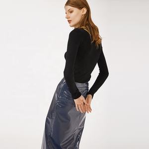 <span class=keywords><strong>Jupe</strong></span> <span class=keywords><strong>crayon</strong></span> <span class=keywords><strong>longue</strong></span> en similicuir bleu à taille haute et fente pour femme élégante - Product Image 5