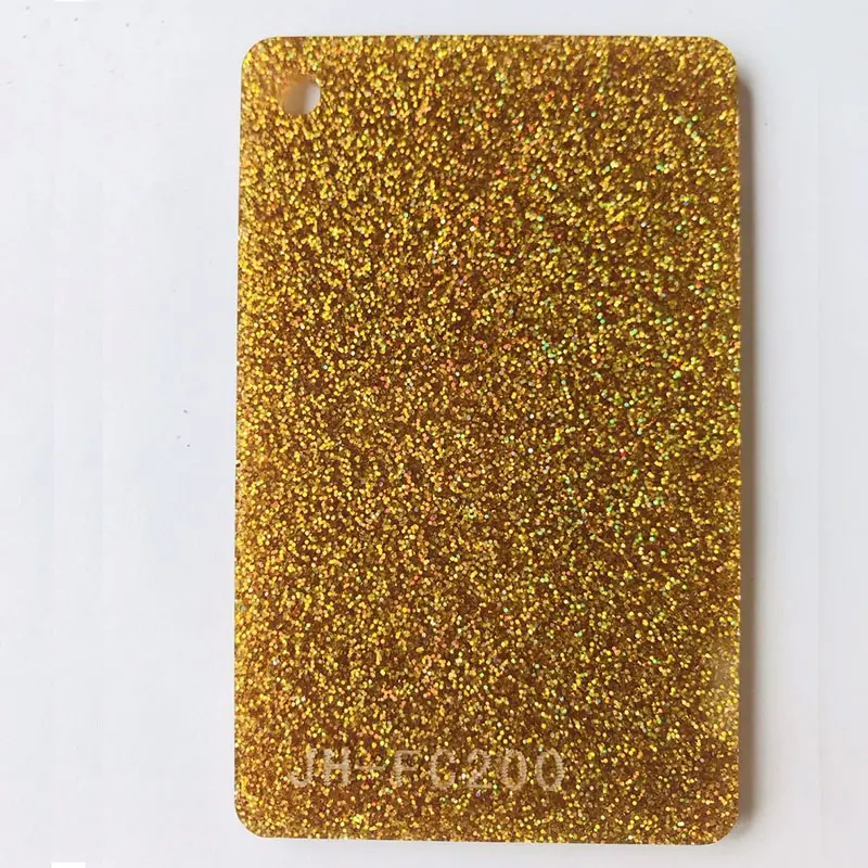 Toptan fiyat 3mm kalın açık altın yüksek parlak Glitter plastik akrilik levha paneli kurulu