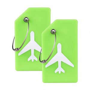 Étiquette de bagage en silicone personnalisée avec motif avion, étiquette d'identification, étiquette anti-perte pour valise avec boucle en fil d'acier inoxydable - Product Image 3