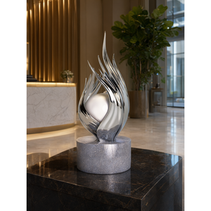 Escultura Abstracta de Concha Plateada y Perla, Estatua de Arte Moderno para Centro de Spa de Lujo, Vestíbulo de Hotel - Product Image 3