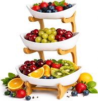 Étagère à collation multi-niveaux créative en bambou et bois à trois couches pour fruits et bonbons, panier à fruits multifonctionnel pour la maison, Chine