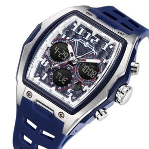 Stainless Steel Alloy <b>Digital</b> Watch Large Dial Multi-Function Luminous Waterproof Alarm <b>Clock</b> Barrel Dual Display Men's Watch - Product Image 1