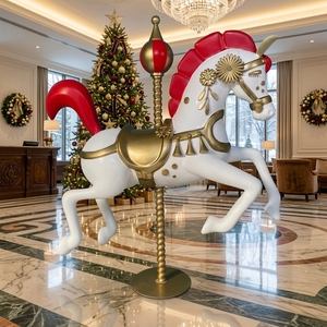 Scultura Professionale Standard di <span class=keywords><strong>Cavallo</strong></span> da Giostra in Fibra di Vetro, <span class=keywords><strong>Cavallo</strong></span> a Grandezza Naturale di Lusso per Decorazioni Natalizie nei Centri Commerciali - Product Image 5