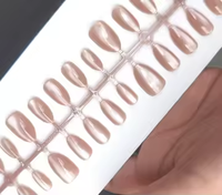30 faux ongles œil de chat XS/S/M, couvrance totale, forme amande courte, brillants, en verre, à presser, fournisseur