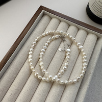 Colliers en perles d'eau douce irrégulières faits à la main à la mode pour femmes Chaîne en argent sterling 925 Bijoux
