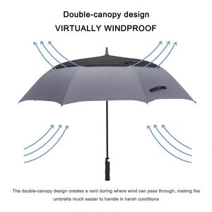 Parapluie de golf semi-automatique robuste de 47/54/62/68 pouces, surdimensionné, extra large, à double auvent ventilé, coupe-vent, manuel - Product Image 4