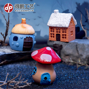 Miniature de maison champignon en résine, lumineuse, pour décoration de bureau - Product Image 3