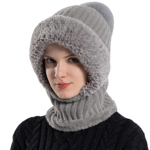 Gorro de punto a la moda con calentador de cuello para ropa de invierno diaria, precios al por mayor, opciones multicolor, gorros de invierno - Product Image 3