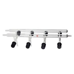 Válvula <span class=keywords><strong>de</strong></span> vacío doble <span class=keywords><strong>de</strong></span> <span class=keywords><strong>vidrio</strong></span> borosilicato para gases inerts, <span class=keywords><strong>de</strong></span> <span class=keywords><strong>laboratorio</strong></span>, personalizada, <span class=keywords><strong>de</strong></span> CS Labglass, con válvula <span class=keywords><strong>de</strong></span> alto vacío - Product Image 1