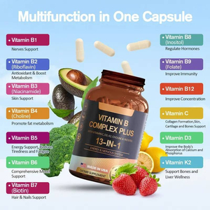 Cápsulas de Complejo Vitamínico B 13 en 1, de Alta Demanda, con C, D3, K2, Colina e Inositol, para Aumentar la Energía y Apoyar el Sistema Nervioso - Product Image 2