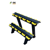 Vente flash : Étagère à haltères pliable et durable en acier inoxydable, équipement de fitness pour la salle de sport, 2 niveaux, pour l'entraînement musculaire à domicile, 6 paires (12 pièces)