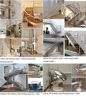 Escalier en colimaçon gain de place pour intérieur avec glissière en acier forgé/aluminium/acier inoxydable 304, escalier en colimaçon extérieur en métal avec glissière