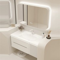 Ensemble de meuble-lavabo de salle de bain avec finition cuite sur mesure, lavabo intégré en acrylique pur, vasque de salle de bain
