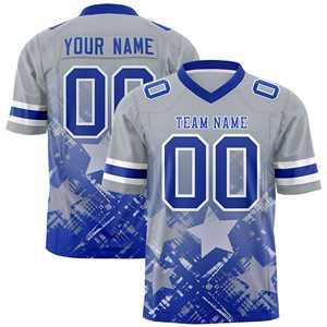 Camiseta de Fútbol Americano Personalizada con Estrella Degradada en Gris Real - Product Image 1
