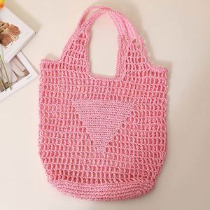 Bolso Tote Casual de Gran Capacidad para Mujer, Bolso de Ganchillo de Paja Calado, con Dos Compartimentos Abiertos, Color Caramelo Fresco, Portátil para la Playa - Product Image 2