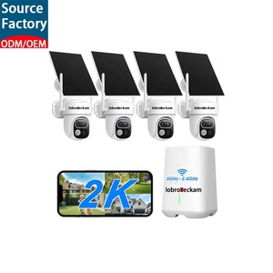 ระบบกล้องวงจรปิดไร้สายพลังงานแสงอาทิตย์ 4 ตัว ความละเอียด 4K 8MP สำหรับภายนอกอาคาร <span class=keywords><strong>ชุด</strong></span>กล้องวงจรปิด WiFi พร้อมระบบตรวจจับมนุษย์ด้วย AI กันน้ำ ไม่มีค่าบริการรายเดือน - Product Image 1