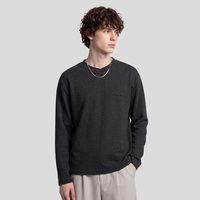 T-shirt à manches longues brodé pour homme, coupe décontractée, col double, en mélange de laine, style luxe léger, idéal pour le quotidien (OEM/ODM)
