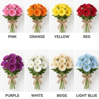 Ramo de 5 Cabezas de Gerbera Artificial, Ramillete de Girasoles de Seda, Flores Artificiales Pequeñas para Decoración de Bodas, Fiestas y Hogar, Relleno de Jarrones, Venta al por Mayor