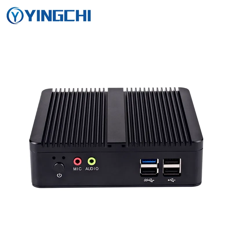 Mini boîtier pc industriel sans ventilateur bon marché J1900 quad core Thin Client Win10 pro ordinateur embarqué sur châssis