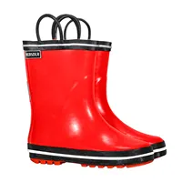 Boots Women Wholesale Waterproof Anti Slip Red Kid's Rubber Rain Boots Gumboot Wholesale With Easy-on Handles