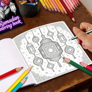 Livre <span class=keywords><strong>de</strong></span> coloriage personnalisé pour enfants sur le thème du Ramadan, éducation islamique, impression avec carton et papier couché, impression offset - Product Image 4