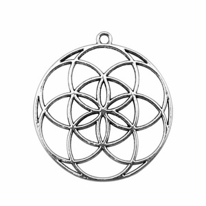 Colgante Mandala de Rejilla Circular 48x44mm de Aleación de Plata Antigua Calada con Bucle Único para Tejido de <span class=keywords><strong>Atrapasueños</strong></span> - Product Image 3