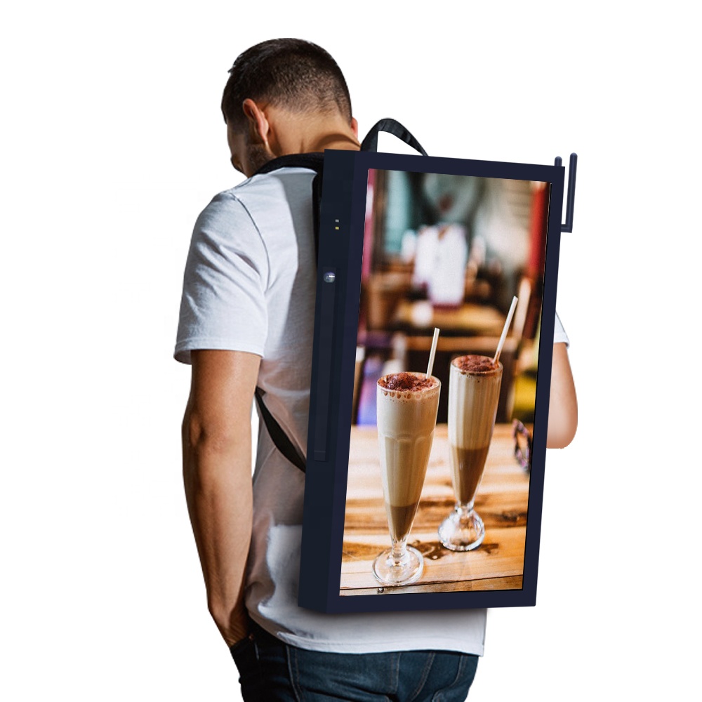 22 Inch Semi Outdoor Draagbare Digital Signage Reclame Kiosk/Indoor Rugzak Reclame Apparatuur