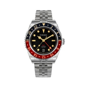 Reloj de Cuero Vacuno de Alta Calidad con Movimiento Mecánico <span class=keywords><strong>GMT</strong></span> de Acero Inoxidable, Bisel Giratorio de Zafiro, Esfera de 28 mm y Resistencia al Agua de 10 Bares - Product Image 1