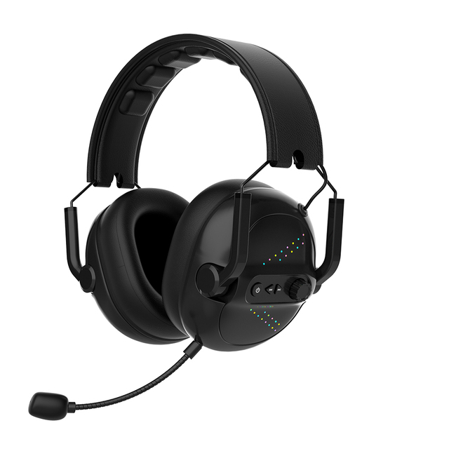 2.4G Wireless Stereo Gaming Headset with Dynamic Driver Metal & Leather Design RGB LED Lighting for 5.3 IPX5 Waterproof