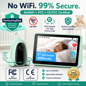 Monitor para Bebés de 7 Pulgadas OEM con <span class=keywords><strong>Cámara</strong></span> y Audio, IA Inteligente, Detección de Llanto, Respiración y Temperatura - Product Image 1