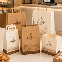 Sac de livraison alimentaire à soufflets latéraux en papier robuste, imprimé avec le logo de la marque, pour commandes de plats chauds à emporter en caféterie