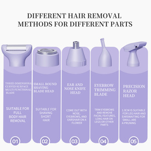 Rasoir électrique <span class=keywords><strong>5</strong></span> en 1 pour femmes épilation pour corps nez tondeuse rasoir électrique sans fil épilateur appareil de beauté - Product Image 6