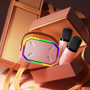 P3 Tragbarer <span class=keywords><strong>Karaoke</strong></span>-Lautsprecher mit RGB-LED-Licht und Kabellosen Mikrofonen für Woofer & Musikwiedergabe - Product Image 1