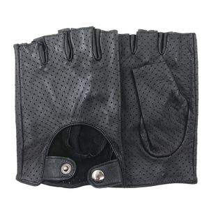 Gants de conduite en cuir de mouton à demi-doigts pour femmes, fins, respirants, antidérapants, pour l'été, décontractés, pour les voyages, produits unisexes - Product Image 1