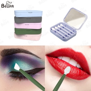 Nuovo stile logo personalizzato portatile 4 pz/set Mini professionale Set di pennelli per il trucco strumento con specchio in Silicone tampone di cotone - Product Image 4