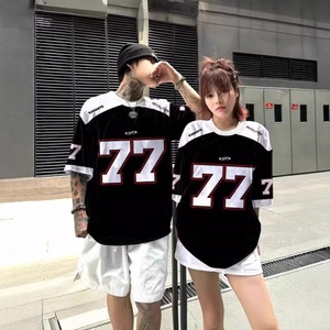 Europese Amerikaanse stijl Hip Hop Jersey Polyester Digitaal bedrukt T-shirt met korte mouwen Mesh Sneldrogend Sportkleding High-street - Product Image 1