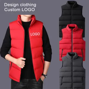 Popular custom logo and zipper head sleeveless winter warm cotton vest men bubble puffer gilets vest jacket