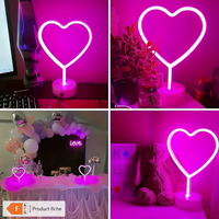 Lampe de table en forme de cœur pour la Saint-Valentin, lumière LED alimentée par piles pour la chambre à coucher, la décoration de mariage, de fête d'anniversaire