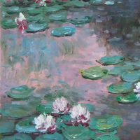 Peinture à l'huile de fleur de nénuphars impressionnistes de Monet peinte à la main